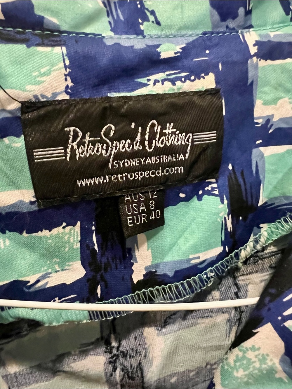 RetroSpec'd Clothing Aqua & Navy Print Dress